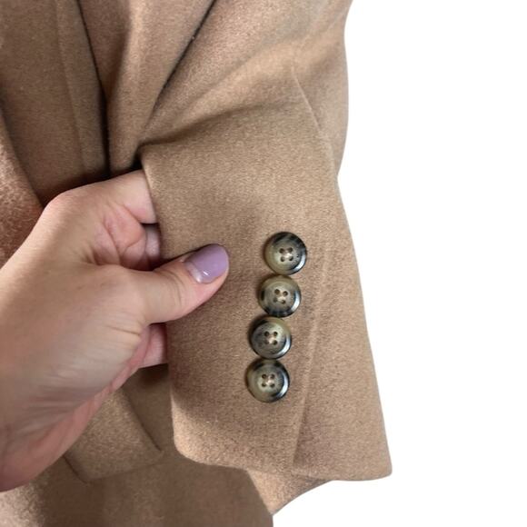 London Fog Men's Wool Pea Coat Overcoat Long Preppy Academia Tan Beige Camel 44S - Picture 2 of 10